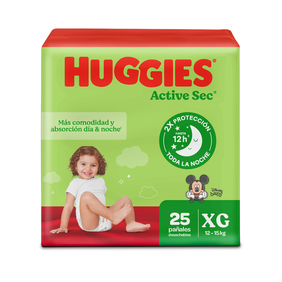 Pañales Huggies Active Sec TallaXG,  25 Uds.